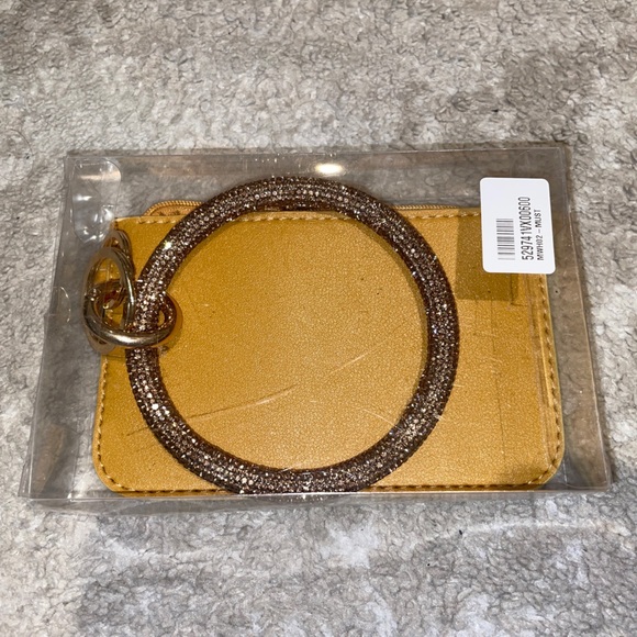 Handbags - Yellow Wristlet With Rhinestone Bangle